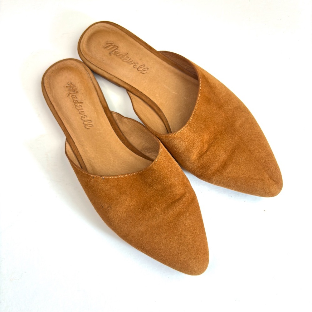 Madewell Remi Mules Suede Tan Leather Lining Size 6